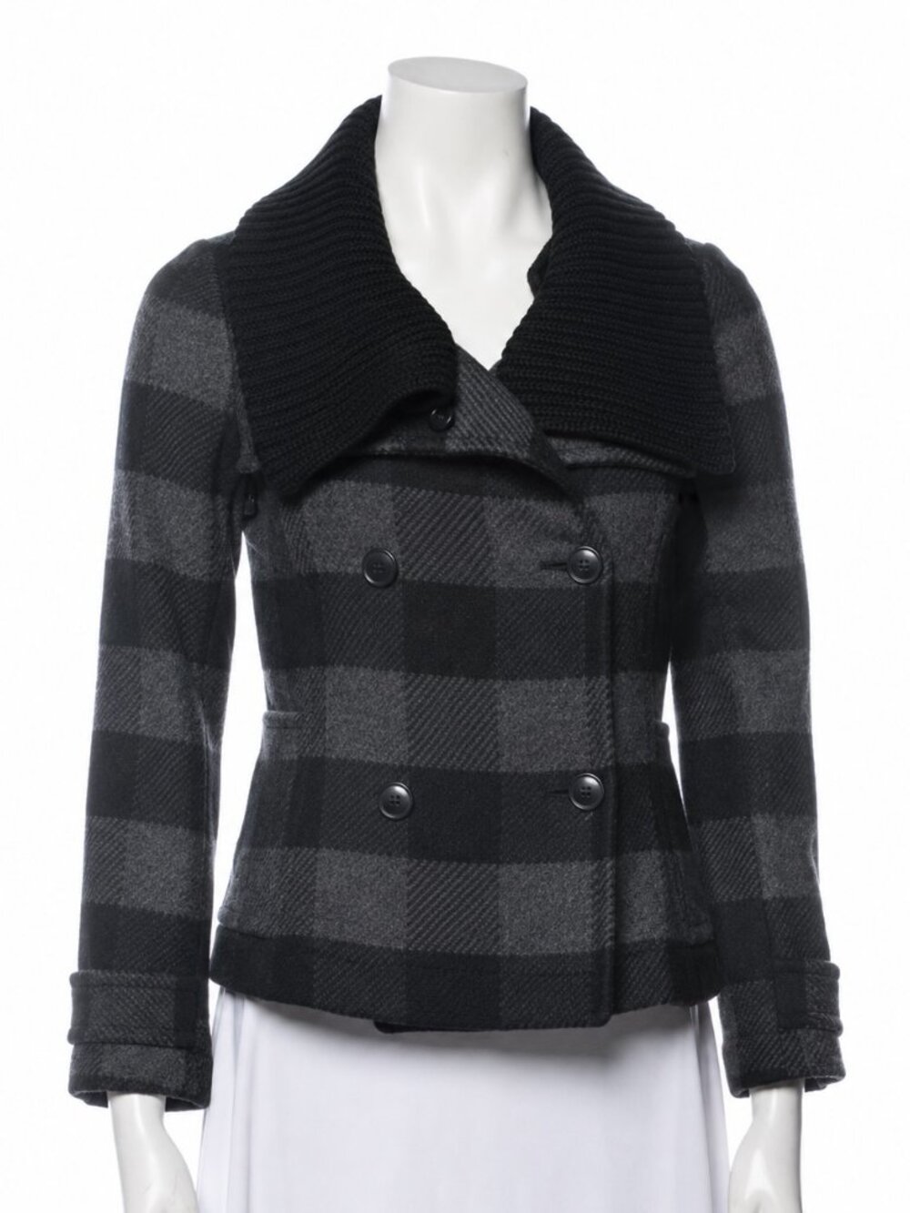 Theory Wool Cashmere Plaid Peacoat Jacket Size S